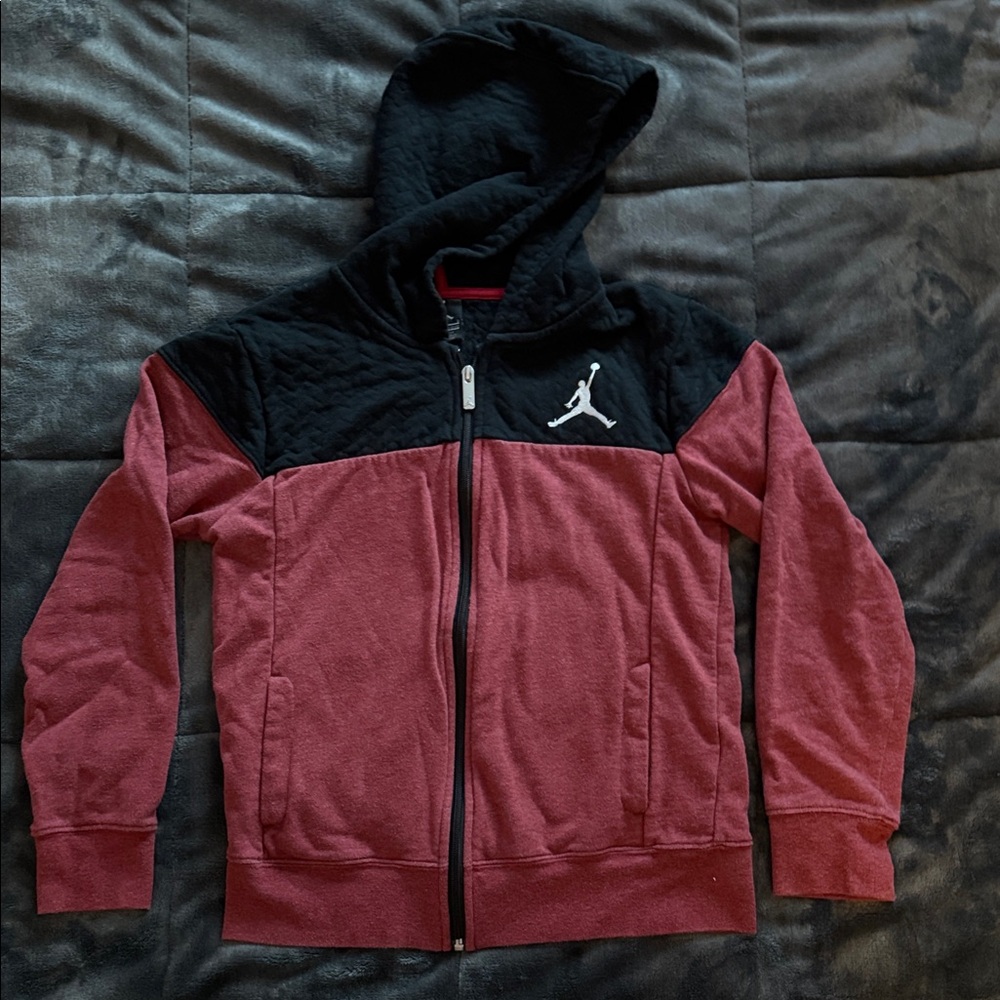 Kids Hooded Jacket in Black and Red
